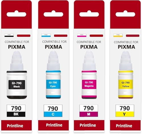 790 Compatible Refill Ink for Canon Pixma G2010,G2000,G1010,G3010,G3000,G4010,G4000 Printer-Compatible Ink Bottle for Canon 790 Ink (70gm x 4 Color) Ink Bottle Set Multi-Color Pack 554215