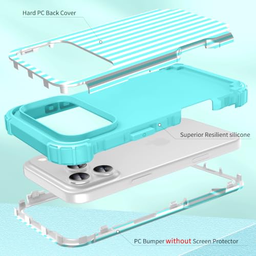Hocase Heavy Duty Case for iPhone 17 Pro 6.3"", Sky Blue Stripes by Hocase - Used condition - Image 4