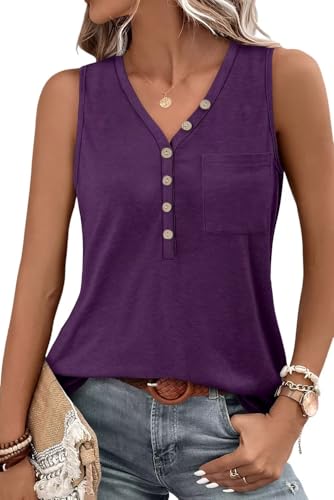KISSMODA Womens Boho Tops for Summer Sleeveless Tanks Loose Fit Casual Blouse Daily Shirts for Leggings (S-3XL)
