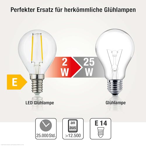 Hellum E14 Żarówka przezroczysta, LED E14 ciepła biel 250 lm, 2 W, Żarówka G45, 2 W, LED ciepła biel, 250 lumenów, Środek oświetleniowy 208122