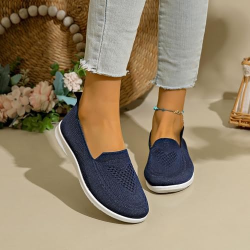 Women's Mesh Walking Shoes Summer Breathable Soft Arch Support Walking Anti-Skid Sports Shoes Blue