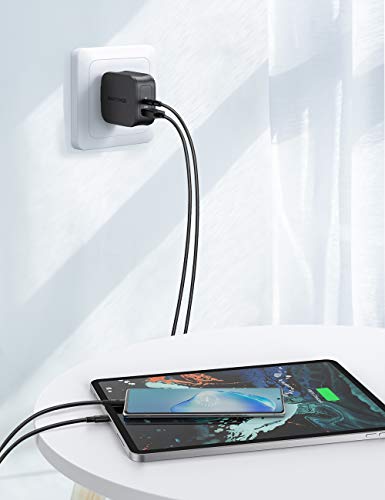 USB C Charger RAVPower 30W 2-Port Fast Charger with 18W Power Delivery 3.0 Wall Charger Foldable Power Adapter for iPhone 12 Mini Pro 12 Pro Max iPad Pro AirPods Pro and Nintendo Switch and More