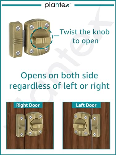 Image of Plantex Bathroom Door Latch /Heavy Duty Zinc Latch for Bathroom /Latch Lock for Main Door /Door Stopper /Baby Latch for Door -Pack of 1 (Brass Antique)