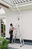 DRABEST - Home - Aluminium-Leiter - 3x6 Sprossen - Max. 2,97 m lang - Max. Arbeitshöhe 3,98 m - bis 150 kg - 3-teilig - Mehrzweck-, Steh-, Auszieh- Klappleiter - rutschfest - Verstellbar – Ansicht 4