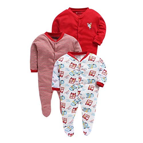 Image of Pooja Baby Rompers Sleepsuit Kid's Cotton All Over Print Night Suits Pack of 3