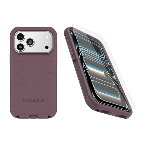 OtterBox iPhone 18 Pro Max & iPhone 17 Pro Max (Only) Bundle: Defender Series Case & Screen Protector - Purple Mystery - Case Only - Snaps on MagSafe - Tough - Rugged & Durable - Non-Retail Packaging