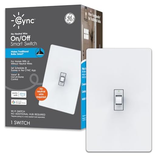 GE CYNC Smart Light Switch, Toggle Style, No Neutral Wire Required, Bluetooth and 2.4 GHz Wi-Fi 3-Wire Switch, Works with Alexa and Google