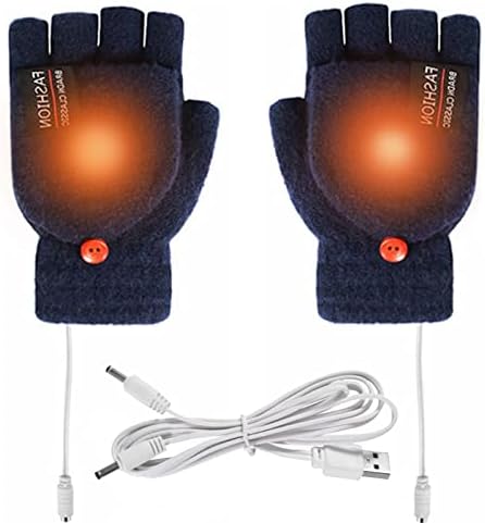 Carreuty USB Heated Gloves, Double-sided Heating Full & Half Finger Gloves for Men and Women Winter Heating Hands Warm Laptop Mitten Washable Hand Warmer for Indoor Office