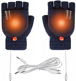 Carreuty USB Heated Gloves, Double-sided Heating Full & Half Finger Gloves for Men and Women Winter Heating Hands Warm Laptop Mitten Washable Hand Warmer for Indoor Office