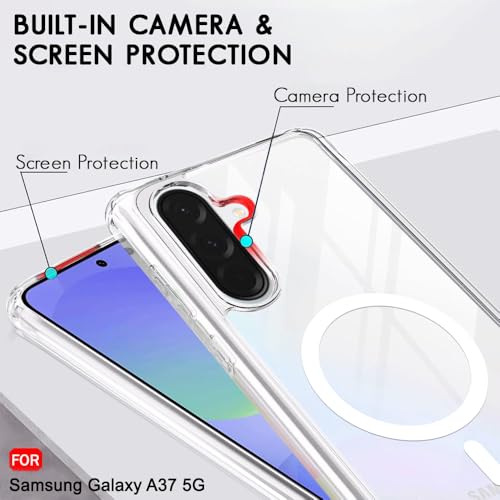Image of TheGiftKart Back Cover for Samsung Galaxy A37 5G Case Compatible with MagSafe | Hybrid Crystal Clear Shockproof Design | Camera Protection Bump | Galaxy A37 Back Cover (PC & TPU, Transparent)