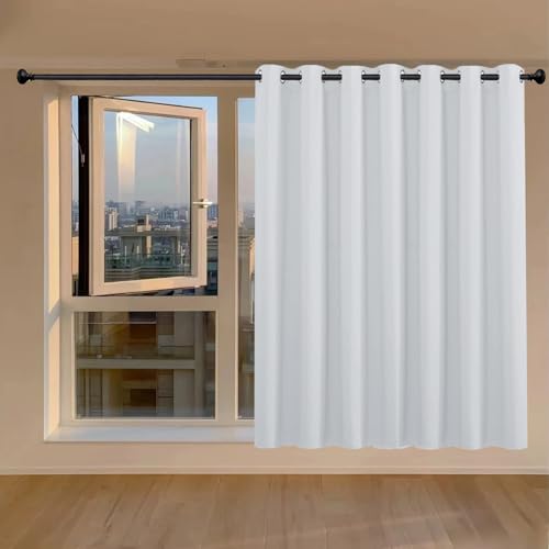 GUOYUYU Cortinas Termicas 140 x 75 cm, Opacas Cortinas Salon Modernas 1 Piezas con Ojales Anti Luz Fuerte y Suave Cortina Termica Aislantes Frio y Calor para Ventana Dormitorio Infantil, Blanco