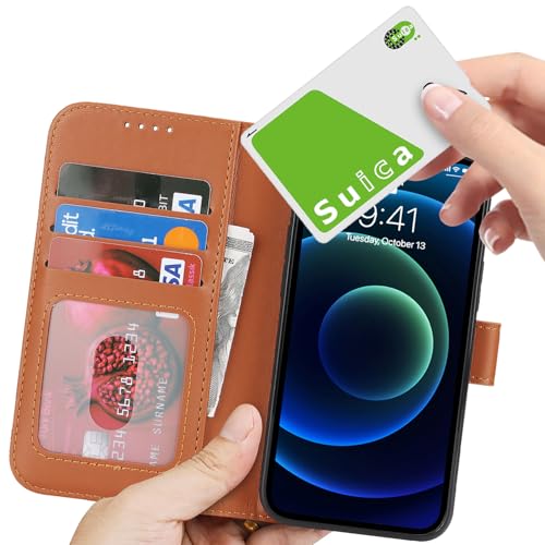 Image of for iPhone 13 Mini Case Wallet with Card Holder,for iPhone 13 Mini Wallet Case for Women Men,PU Leather Shockproof Magnetic Buckle Stand Flip Phone Case-Brown