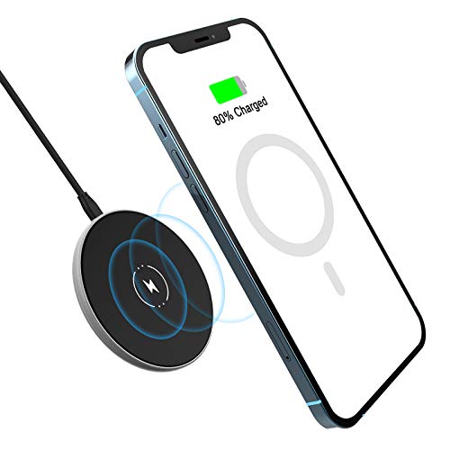 「2020最新版」NANAMI ワイヤレス充電器 マグネット iPhone 12/12 Pro/12 Pro Max/12 Mini AirPods 2/Pro シリーズ 無線充電 磁気タイプ 貼り付け充電 5W/7.5W/10W出力 急速 USB Type-C端子 USB-C & USB-A変換アダプタ付属 Quick Charge2.0/3.0アダプター対応 ブラック