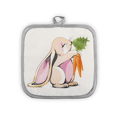 Kitchen Oven Mitts And Pot Holders Sets,Spring Cute Bunny Rabbit Print Oven Gloves And Potholders,Heat-Resistant Oven Gloves And Hot Pads For Cooking,Baking Grilling Spring/Summer,Gifts For Women #TOP2