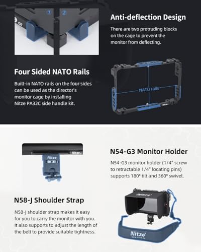 Image of G7 /T7 CAGE Nitze Monitor Cage for OSEE G7 /T7 with Sunhood, Shoulder Strap, and Monitor Holder Mount