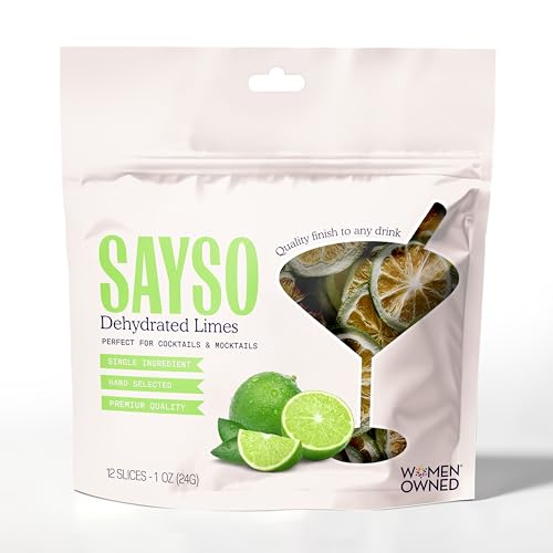Image of SAYSO Dehydrated Limes | Dried Fruit Slices for Cocktail or Mocktail Garnish for Drinks | Premium Quality Citrus | Single Ingredient, Hand Selected, 12 Slices