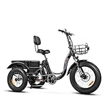 ADDMOTOR Electric Trike for Adults, 750W Rear Motor Electric Tricycle, 450lbs, 20AH 48V 85MI Fat Tire TRIKETAN M-330 MINI E-Trike, 3 Wheel Electric Bike for Seniors, Parking Brake, Differential Black