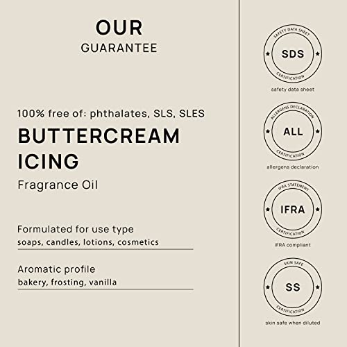 Vinevida [4Oz] Buttercream Icing Fragrance Oil For Soap Making Scents For Candle Making, Perfume Oils, Soy Candles, Bath Bombs, Slime, Car Freshies, Room Spray, Laundry Dryer Balls, Reed Diffusers #TOP2