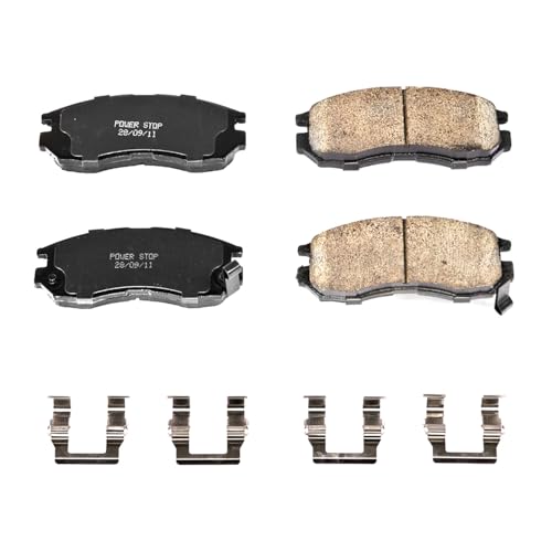 Image of PowerStop Front Brake Pads for Chrysler Sebring 1995-05 |Dodge Avenger 1995-00 |Stratus 2001-05 |Eagle Summit 1992-96 |Talon 1990-98 - Z17 Ceramic Brake Pads with Installation Hardware, 17-484