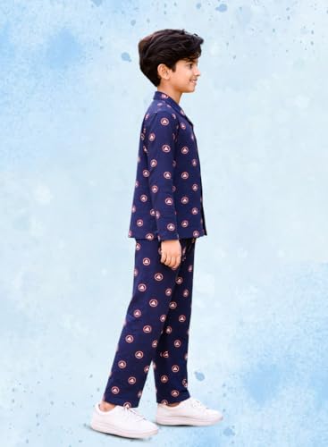 Image of 3BROS Kid's Pure Cotton Full Sleeves Night Suit /Dress for Boys /Girls Full Pajama & Top Sleep Suit Combo Set