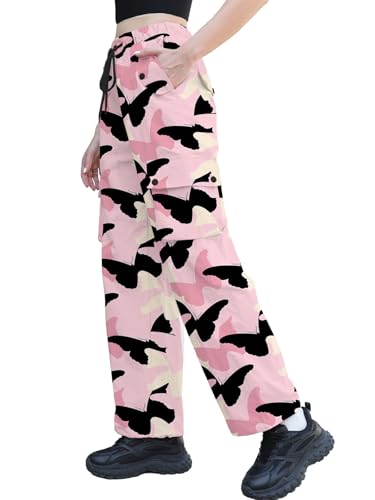 Image of Cromoncent Cargo Pants Girls & Women Parachute Pants Y2K Baggy Rave Clothes Waterproof with Pockets