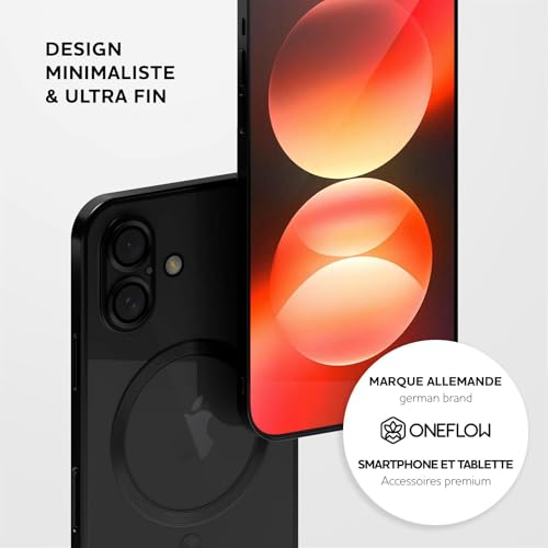 Coque iPhone 17 MagSafe ONEFLOW Aura silicone transparent noir