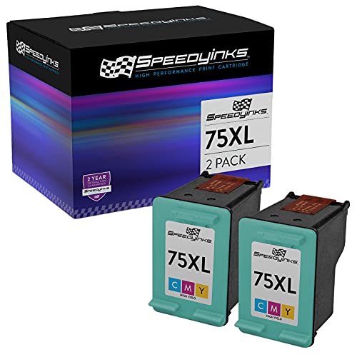 SPEEDYINKS Remanufactured Ink Cartridge Replacement for HP 75XL High-Yield (Tri-Color, 2-Pack) Compatible with HP OfficeJet J5783 C4343 C4348 C4344, Deskjet D4360 C5280 and More