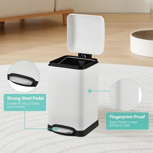 Caneca de basura rectangular de acero inoxidable 12 L con pedal miniatura 5