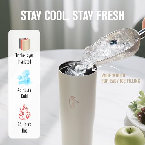 Image of Coolflask 40 oz Insulated Water Bottle Fits Cup Holder with Straw & Handle