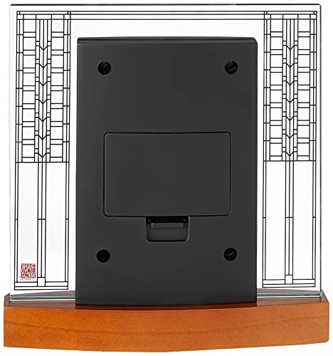 Bulova Glasner House Desk Clock B7750 | 6.25" Cherry Wood Base with Frank Lloyd Wright Art Glass Design | Silent Sweep Quartz Movement | Battery Operated | Architectural Accent Clock by Bulova - Image 2