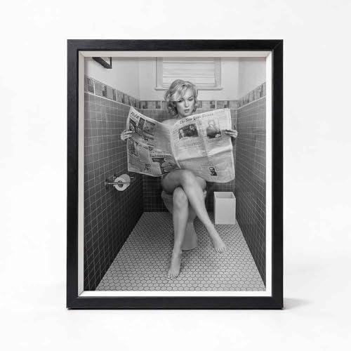 Marilyn Monroe Funny Bathroom Wall Art – Framed Black and