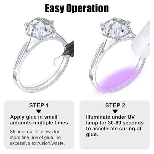 HiFan Ring Size Adjuster for Any Loose Rings, Ring Guard Tightener Invisible Curable Adhesive with UV LED Lamp, Easy to Disassemble Traceless Ring Resizer Glue