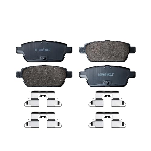 Image of Detroit Axle - Rear Brake Pads for 2006-2012 Ford Fusion 2006-2013 Mazda 6 2007-2012 Lincoln MKZ 2006 Zephyr 2006-2011 Mercury Milan, Ceramic Brake Pads with Hardware Replacement