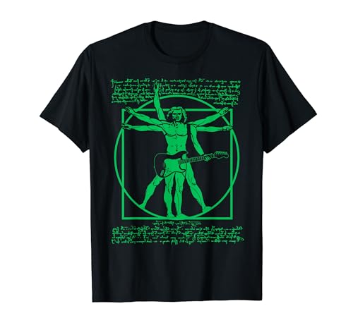 Vitruvian Man Guitarist Rock Star- Leonardo Da Vinci Guitar T-Shirt