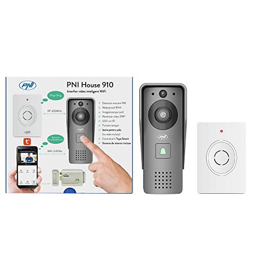 PNI Videocitofono intelligente House 910 WiFi HD, P2P, uscita blocco, smart con altri prodotti compatibili Tuya
