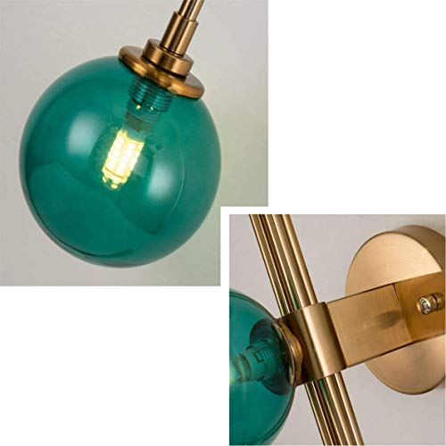 Image of Mid Century Modern Wall Sconce 3 Lights Glass Globe Wall Light Fixtures Elegant Green Magic Bean Glass Wall Lamp for Bedroom Bathroom Living Room Hallway (Dark Green)
