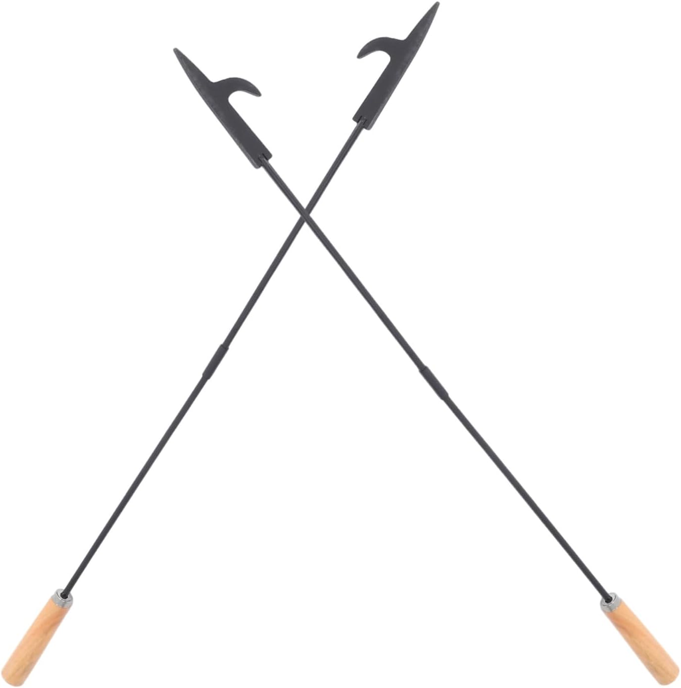 Mipcase Fire Poker for Fire Pit and Wood Stove, 2pcs Set with Wooden Handle, Outdoor Bonfire and Camping Stove Poker Tool for Indoor and Backyard Use
