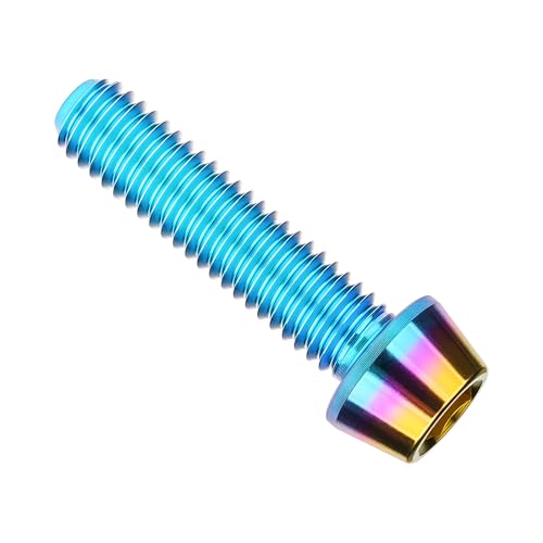 Image of Titanium Ti Bolt M5x9 16 18 20 25 30 35 40 45 50 55 60mm Tapered Head Screws Pack of 4 (M5x25mm, Iridescent Blue)
