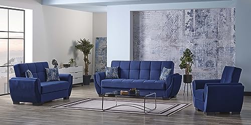Ottomanson Legacy Air Collection Upholstered Convertible With Storage, Sofabed, Blue #TOP4