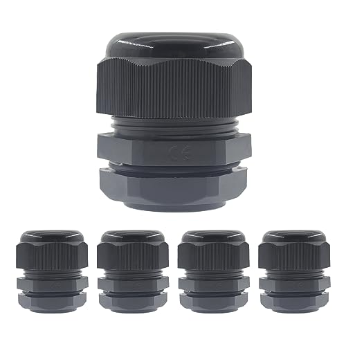 2 Inch NPT Strain Relief Nylon Cord Grip,SAFYY 5 PCS Waterproof Cable Glands Adjustable Wire Cord Grip Connector,Junction case Connector IP68,CE ROHS Listed,Cable Range 37-44,Black