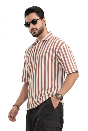 Image of Imperial Striped Off Shoulder Polo T-Shirt