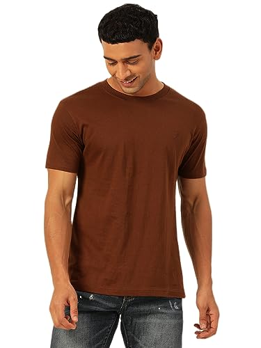 Image of Solid Soft Cloth Round Neck Cotton Relaxed Fit T Shirt