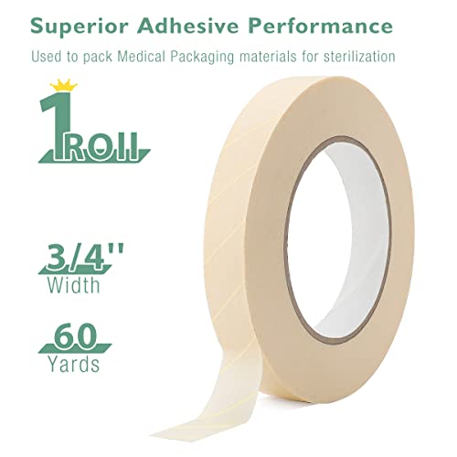 Lvchen Autoclave Indicator Tape Dental Sterilization Steam Indicator Tape For Sterilization Lead Free 1 Roll (60 Yard X 3/4") #TOP1