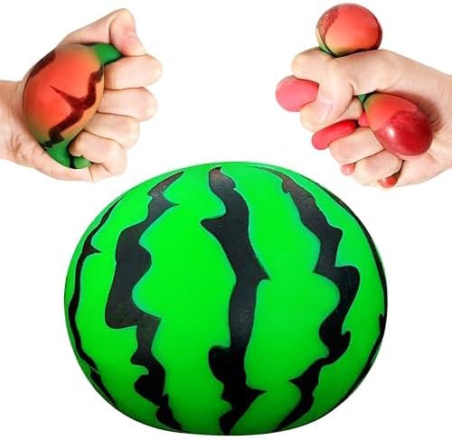 JIAHO Squishy Watermelon Stress Balls for Adults, Fruit Dough Balls 1PCS | Anxiety Relief Stretch Exercise Balls, Squishy Exercise Balls for Prizes, Party Favors | Change Color Sensory Ball