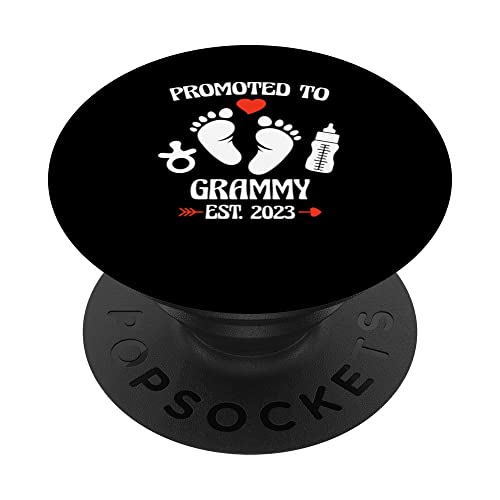 Promoted To Grammy 2023 First Time New Grandma Pregnancy PopSockets Swappable PopGrip, Black
