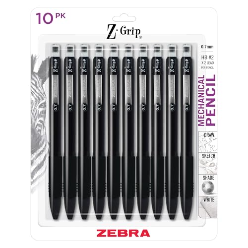 Image of Zebra Pen Z-Grip Mechanical Pencil, 0.7mm #2 HD, Black Barrel, 10-Pack