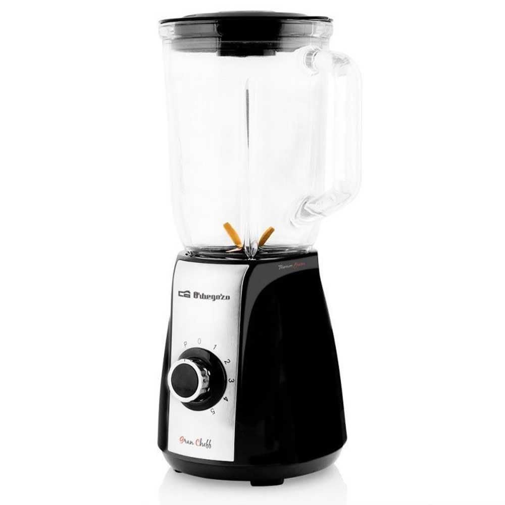Orbegozo BV 6575 – Batidora de vaso, 5 velocidades, opción Pulse, cuchilla titanio desmontable, jarra termoresistente de 1,5 L, 600 W