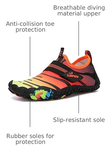 image for UBFEN Kids Water Shoes for Boys Girls Quick Dry Swim Aqua Socks, B Ora
