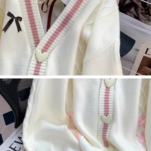 Image of Chevara Women's Cute Sweet Cardigan Sweater Kawaii School Uniform Button Long Sleeve V-Neck Knitted Outerwear