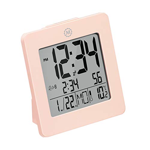 Marathon Digital Desktop Clock, Pink - Easy-To-Read 3.5” Display With Temperature & Date - Includes Alarm With Snooze & Backlight #TOP1